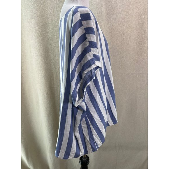 Studio B Blue & White Vertically Striped Front Tie Knot Button-up Blouse - 3X - Picture 4 of 8